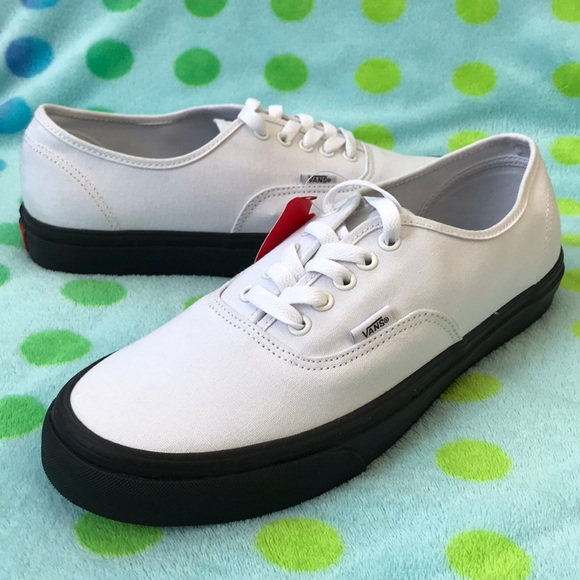 vans authentic white black sole